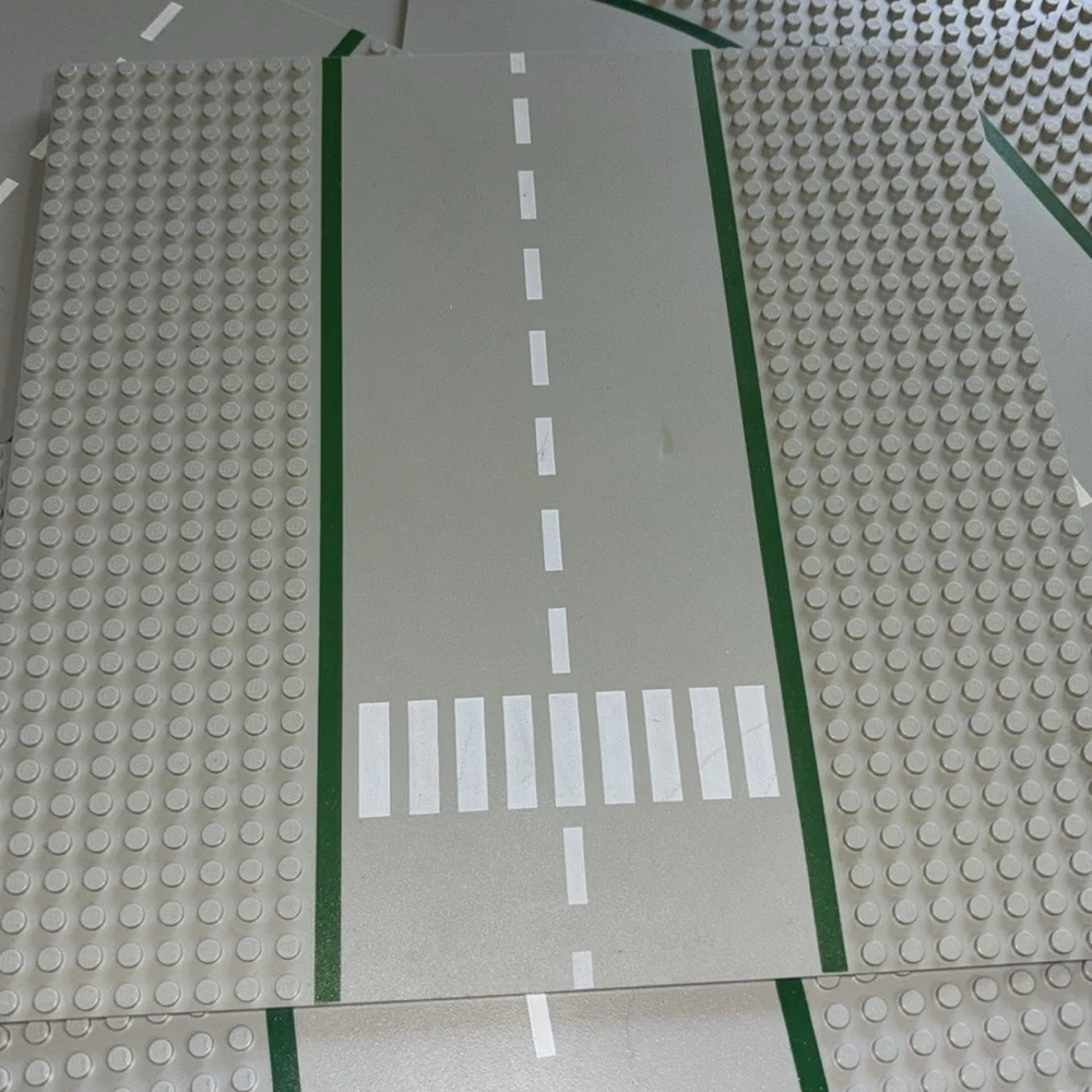 LEGO City  Road Base Plates LEGO City Street Gray Curve Crosswalk Straight 1978